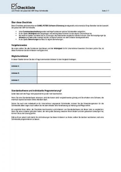 Seite 2 - Kostenlose Checkliste zum Finden der passenden ERP-Shop-Schnittstelle