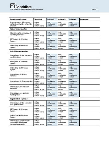 Seite 5 - Kostenlose Checkliste zum Finden der passenden ERP-Shop-Schnittstelle