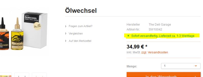 Bestandsanzeige im Shopware-Shop